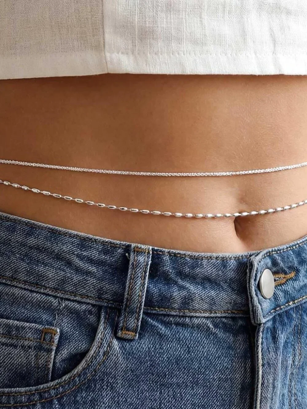Silver Beads Belly Chain Gold silver Women Dainty Body Jewelry Accessories